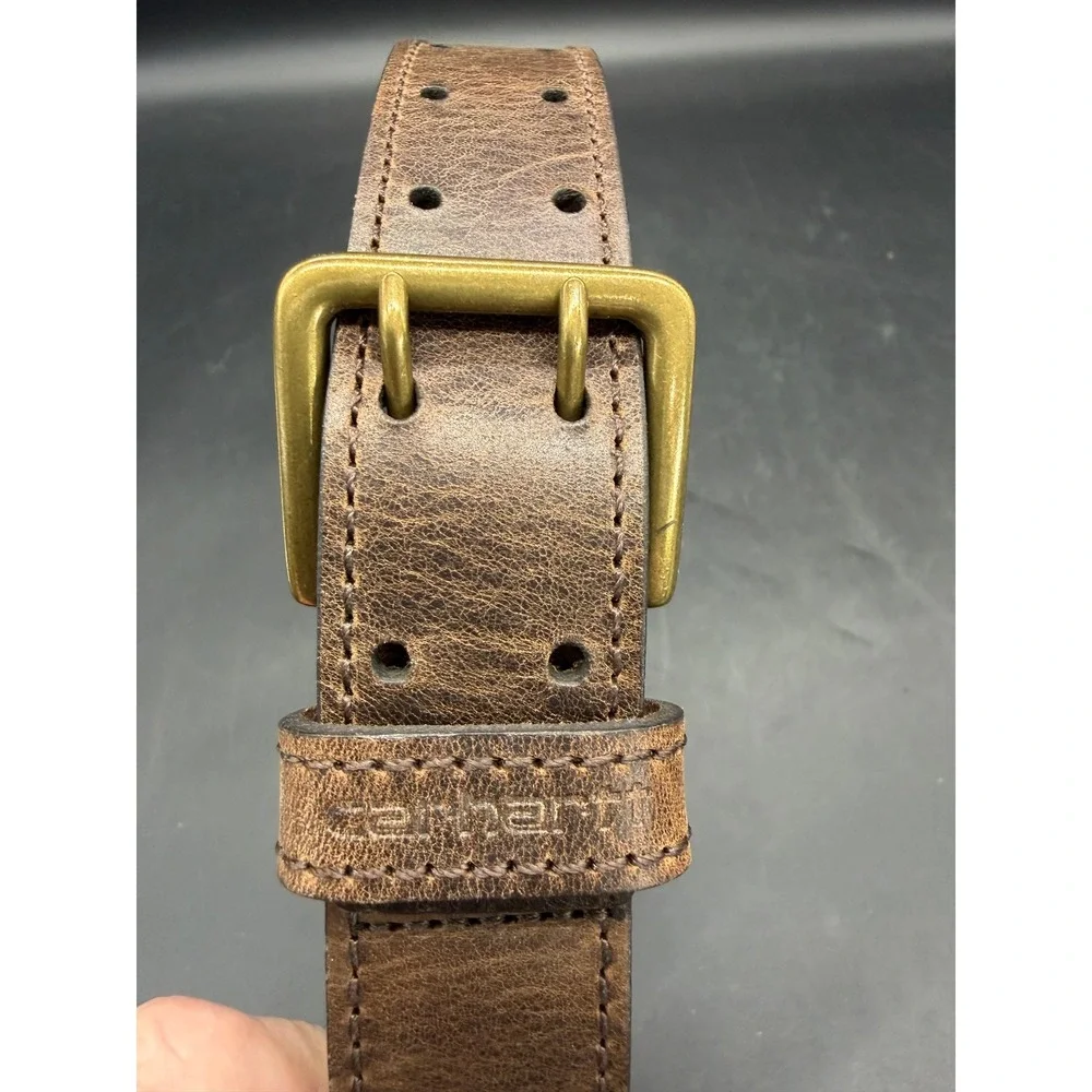 Carhartt Belt Double Prong Leather 18-20 Brown‎ Boys